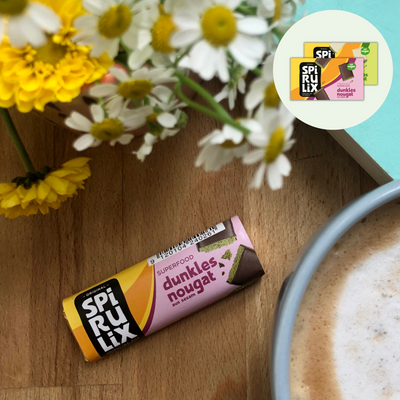 Schokolade Nougat mit Cappuccino und Sommerblumen