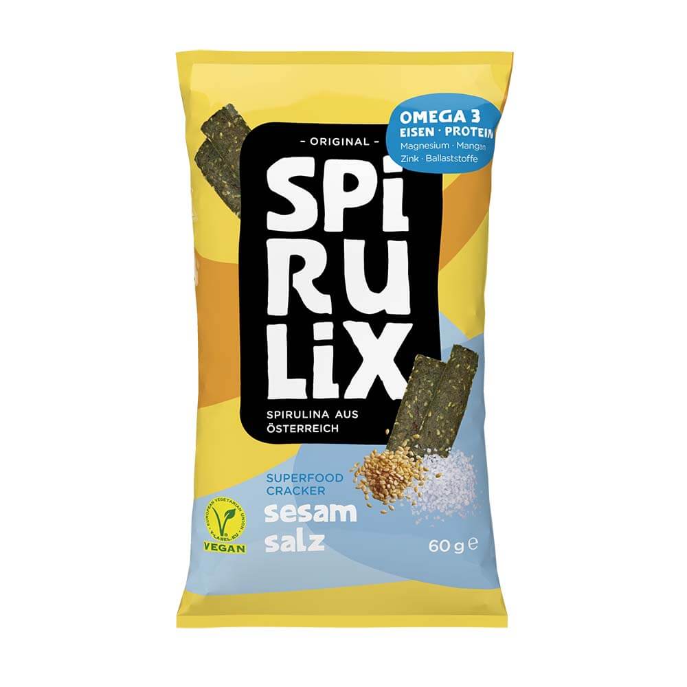Spirulix Spirulina Cracker Sesam Salz als gesunder Snack